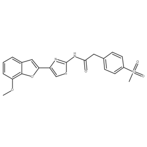 N-(4-(7-methoxybenzofuran-2-yl)thiazol-2-yl)-2-(4-(methylsulfonyl)phenyl)acetamide结构式