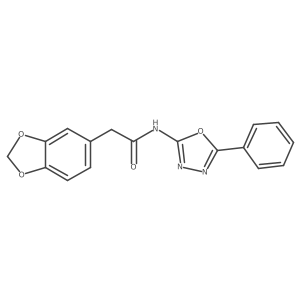 2-(benzo[d][1,3]dioxol-5-yl)-N-(5-phenyl-1,3,4-oxadiazol-2-yl)acetamide结构式