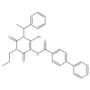 N-[6-amino-2,4-dioxo-1-[(1R)-1-phenylethyl]-3-propylpyrimidin-5-yl]-4-phenylbenzamide Structure
