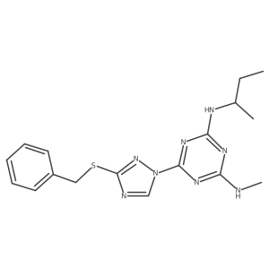6-[3-(benzylthio)-1H-1,2,4-triazol-1-yl]-N-(sec-butyl)-N'-methyl-1,3,5-triazine-2,4-diamine结构式