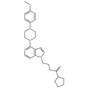 N-(2-(4-(4-(4-methoxyphenyl)piperazin-1-yl)-1H-pyrazolo[3,4-d]pyrimidin-1-yl)ethyl)cyclopentanecarboxamide结构式