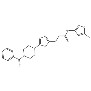 2-((5-(4-benzoylpiperazin-1-yl)-1,3,4-thiadiazol-2-yl)thio)-N-(5-methylisoxazol-3-yl)acetamide结构式