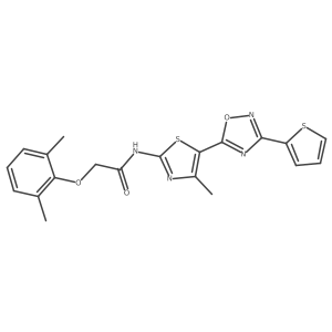 2-(2,6-dimethylphenoxy)-N-[(2E)-4-methyl-5-[3-(thiophen-2-yl)-1,2,4-oxadiazol-5-yl]-1,3-thiazol-2(3H)-ylidene]acetamide Structure