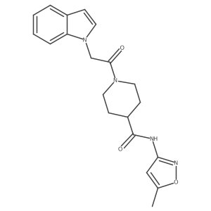 1-(2-(1H-indol-1-yl)acetyl)-N-(5-methylisoxazol-3-yl)piperidine-4-carboxamide结构式