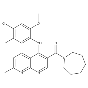 Azepan-1-yl(4-((4-chloro-2-methoxy-5-methylphenyl)amino)-7-methyl-1,8-naphthyridin-3-yl)methanone结构式