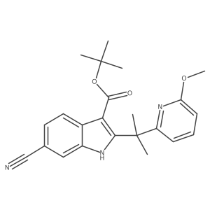 6-Cyano-2-[1-(6-methoxy-pyridin-2-yl)-1-methyl-ethyl]-1H-indole-3-carboxylic acid tert-butyl ester Structure