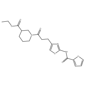 Ethyl 1-(3-(2-(thiophene-2-carboxamido)thiazol-4-yl)propanoyl)piperidine-3-carboxylate Structure