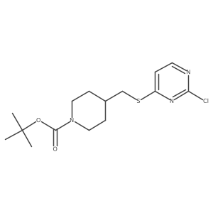 4-(2-Chloro-pyrimidin-4-ylsulfanylmethyl)-piperidine-1-carboxylic acid tert-butyl ester结构式