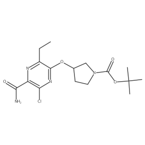 Tert-butyl (R)-3-((5-carbamoyl-6-chloro-3-ethylpyrazin-2-YL)oxy)pyrrolidine-1-carboxylate Structure