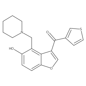 [5-Hydroxy-4-(piperidin-1-ylmethyl)-1-benzofuran-3-yl](thiophen-3-yl)methanone结构式