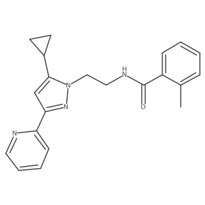 N-(2-(5-cyclopropyl-3-(pyridin-2-yl)-1H-pyrazol-1-yl)ethyl)-2-methylbenzamide结构式