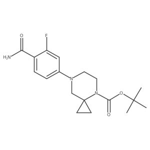 1,1-Dimethylethyl 7-[4-(aminocarbonyl)-3-fluorophenyl]-4,7-diazaspiro[2.5]octane-4-carboxylate结构式