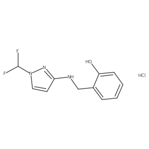 2-[[[1-(Difluoromethyl)pyrazol-3-yl]amino]methyl]phenol;hydrochloride结构式