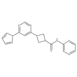 1-(6-(1H-pyrazol-1-yl)pyrimidin-4-yl)-N-(pyrazin-2-yl)azetidine-3-carboxamide结构式