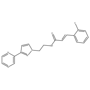 (E)-3-(2-fluorophenyl)-N-(2-(3-(pyrazin-2-yl)-1H-pyrazol-1-yl)ethyl)acrylamide Structure