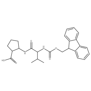 2-[(2R)-2-({[(9H-fluoren-9-yl)methoxy]carbonyl}amino)-3-methylbutanamido]cyclopentane-1-carboxylic acid结构式