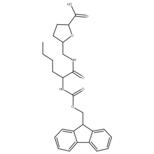 5-{[(2S)-2-({[(9H-fluoren-9-yl)methoxy]carbonyl}amino)hexanamido]methyl}oxolane-2-carboxylic acid结构式