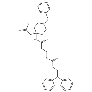 2-{1-benzyl-4-[3-({[(9H-fluoren-9-yl)methoxy]carbonyl}amino)propanamido]piperidin-4-yl}acetic acid结构式