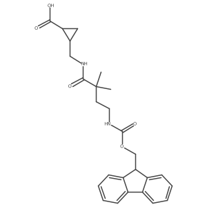 2-{[4-({[(9H-fluoren-9-yl)methoxy]carbonyl}amino)-2,2-dimethylbutanamido]methyl}cyclopropane-1-carboxylic acid Structure