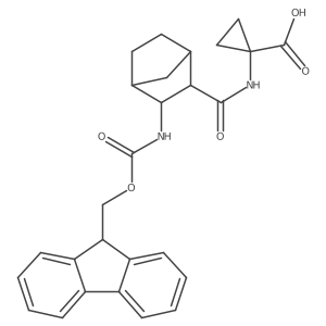 1-[3-({[(9H-fluoren-9-yl)methoxy]carbonyl}amino)bicyclo[2.2.1]heptane-2-amido]cyclopropane-1-carboxylic acid结构式