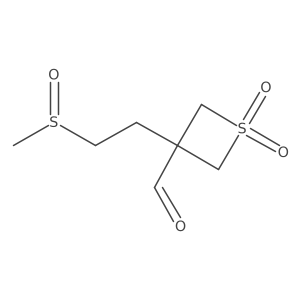 3-(2-Methanesulfinylethyl)-1,1-dioxo-1lambda6-thietane-3-carbaldehyde结构式