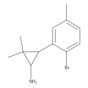 rac-(1R,3R)-3-(2-bromo-5-methylphenyl)-2,2-dimethylcyclopropan-1-amine结构式