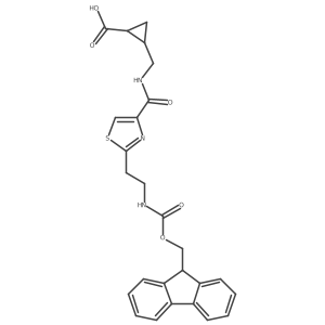 rac-(1R,2S)-2-[({2-[2-({[(9H-fluoren-9-yl)methoxy]carbonyl}amino)ethyl]-1,3-thiazol-4-yl}formamido)methyl]cyclopropane-1-carboxylic acid Structure