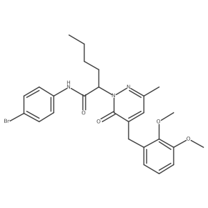 N-(4-bromophenyl)-2-(5-(2,3-dimethoxybenzyl)-3-methyl-6-oxopyridazin-1(6H)-yl)hexanamide结构式