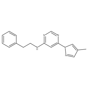 6-(4-methyl-1H-pyrazol-1-yl)-N-(2-phenylethyl)pyrimidin-4-amine Structure