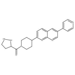 Pyrazolidin-3-yl-[4-(6-pyridin-4-yl-1,8-naphthyridin-2-yl)piperidin-1-yl]methanone结构式