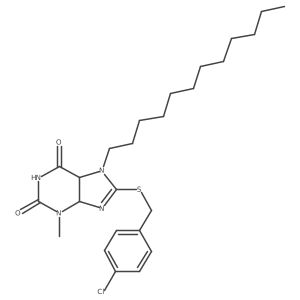 8-[(4-Chlorophenyl)methylsulfanyl]-7-dodecyl-3-methyl-4,5-dihydropurine-2,6-dione Structure