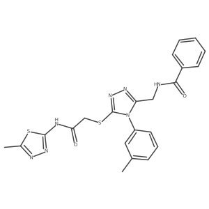 N-((5-((2-((5-methyl-1,3,4-thiadiazol-2-yl)amino)-2-oxoethyl)thio)-4-(m-tolyl)-4H-1,2,4-triazol-3-yl)methyl)benzamide结构式