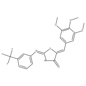 (E)-2-((3-(trifluoromethyl)phenyl)amino)-5-(3,4,5-trimethoxybenzylidene)thiazol-4(5H)-one Structure