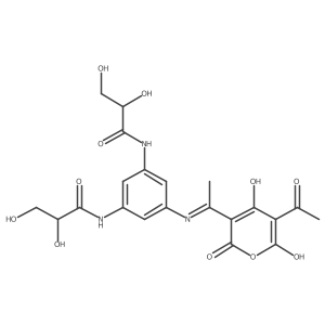 N,N'-(5-((1-(5-Acetyl-4-hydroxy-2,6-dioxo-2H-pyran-3(6H)-ylidene)ethyl)amino)-1,3-phenylene)bis(2,3-dihydroxypropanamide)结构式