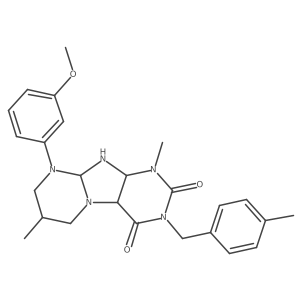 9-(3-methoxyphenyl)-1,7-dimethyl-3-[(4-methylphenyl)methyl]-6,7,8,9a,10,10a-hexahydro-4aH-purino[7,8-a]pyrimidine-2,4-dione Structure