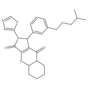 1-[3-(3-methylbutoxy)phenyl]-2-(1,3,4-thiadiazol-2-yl)-4a,5,6,7,8,8a-hexahydro-1H-chromeno[2,3-c]pyrrole-3,9-dione Structure