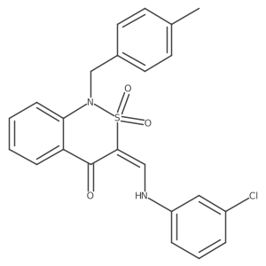 (3E)-3-{[(3-chlorophenyl)amino]methylene}-1-(4-methylbenzyl)-1H-2,1-benzothiazin-4(3H)-one 2,2-dioxide Structure
