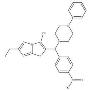 2-Ethyl-5-((4-nitrophenyl)(4-phenylpiperazin-1-yl)methyl)thiazolo[3,2-b][1,2,4]triazol-6-ol结构式