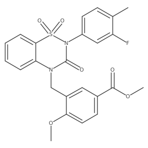 methyl 3-((2-(3-fluoro-4-methylphenyl)-1,1-dioxido-3-oxo-2H-benzo[e][1,2,4]thiadiazin-4(3H)-yl)methyl)-4-methoxybenzoate Structure