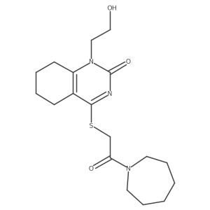 4-((2-(azepan-1-yl)-2-oxoethyl)thio)-1-(2-hydroxyethyl)-5,6,7,8-tetrahydroquinazolin-2(1H)-one结构式