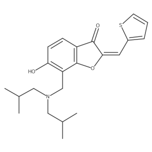 (2Z)-7-{[bis(2-methylpropyl)amino]methyl}-6-hydroxy-2-(thiophen-2-ylmethylidene)-1-benzofuran-3(2H)-one结构式
