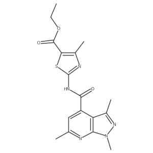 ethyl 4-methyl-2-{[(1,3,6-trimethyl-1H-pyrazolo[3,4-b]pyridin-4-yl)carbonyl]amino}-1,3-thiazole-5-carboxylate结构式