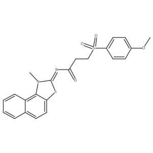 (E)-3-((4-methoxyphenyl)sulfonyl)-N-(1-methylnaphtho[1,2-d]thiazol-2(1H)-ylidene)propanamide结构式
