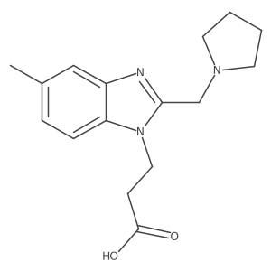 5-Methyl-2-(1-pyrrolidinylmethyl)-1H-benzimidazole-1-propanoic acid结构式