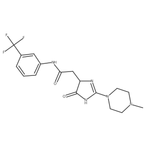 2-[2-(4-methylpiperazin-1-yl)-5-oxo-4,5-dihydro-1H-imidazol-4-yl]-N-[3-(trifluoromethyl)phenyl]acetamide结构式