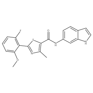 2-(2-fluoro-6-methoxyphenyl)-N-(1H-indol-6-yl)-4-methyl-1,3-thiazole-5-carboxamide结构式