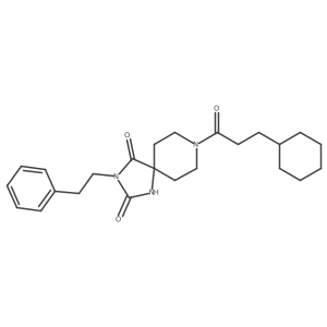 8-(3-Cyclohexylpropanoyl)-3-(2-phenylethyl)-1,3,8-triazaspiro[4.5]decane-2,4-dione结构式