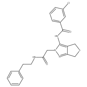 3-chloro-N-(2-(2-oxo-2-(phenethylamino)ethyl)-4,6-dihydro-2H-thieno[3,4-c]pyrazol-3-yl)benzamide Structure