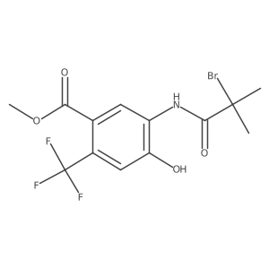 Methyl 5-[(2-bromo-2-methylpropanoyl)amino]-4-hydroxy-2-(trifluoromethyl)benzoate结构式