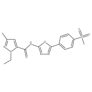 1-ethyl-N-[5-(4-methanesulfonylphenyl)-1,3,4-oxadiazol-2-yl]-3-methyl-1H-pyrazole-5-carboxamide Structure